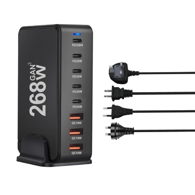 Us Eu Uk Au Adapters Multi-port 168w Gan Desktop Charger Phone Pd Charger Universal Usb Fast Charging Station