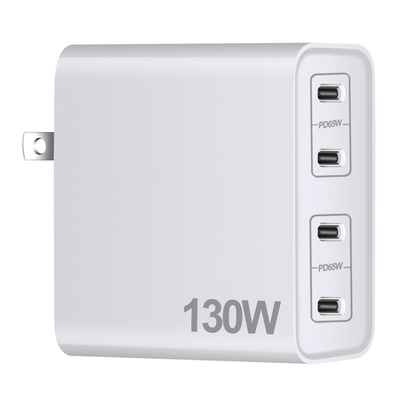 Wall Charger 130w Foldable Travel 4 Usb C Type C Pd 3.0 Charger Block Quick Fast Charger Desktop Power Adapter Charging Station