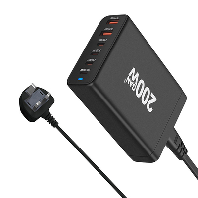 200W USB C Wall Charger & AC Cable-Multiport Power Adapter PD100W 65W Super Fast Charging Station for I Phone Type-C Laptop
