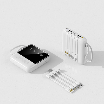 2025 Hot Sale 20000mAh Mini Portable Power Bank 20W Super Fast Charging Power Banks With LED Display Built in 4 Cable Power Bank