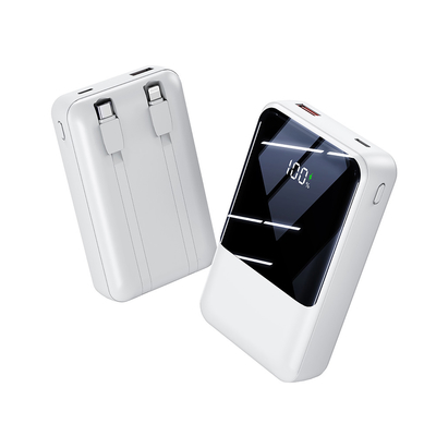 High Capacity 10000 MAh Power Bank with LED Display and Built-in Cables USB Portable Chargers