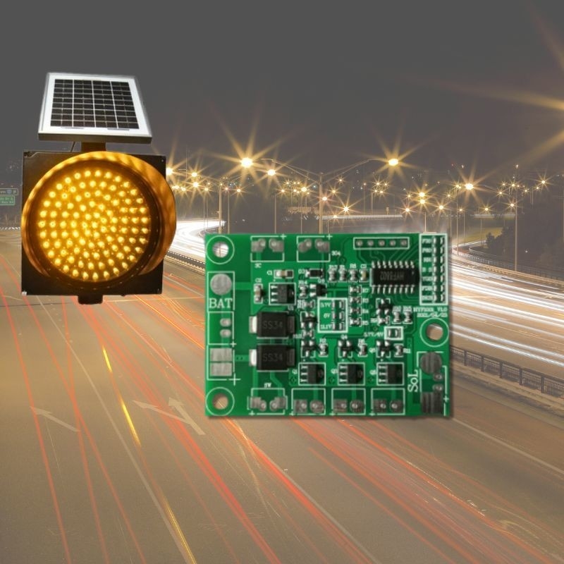 Polycarbonate LED Solar Traffic Yellow Flashing Light pcb pcba
