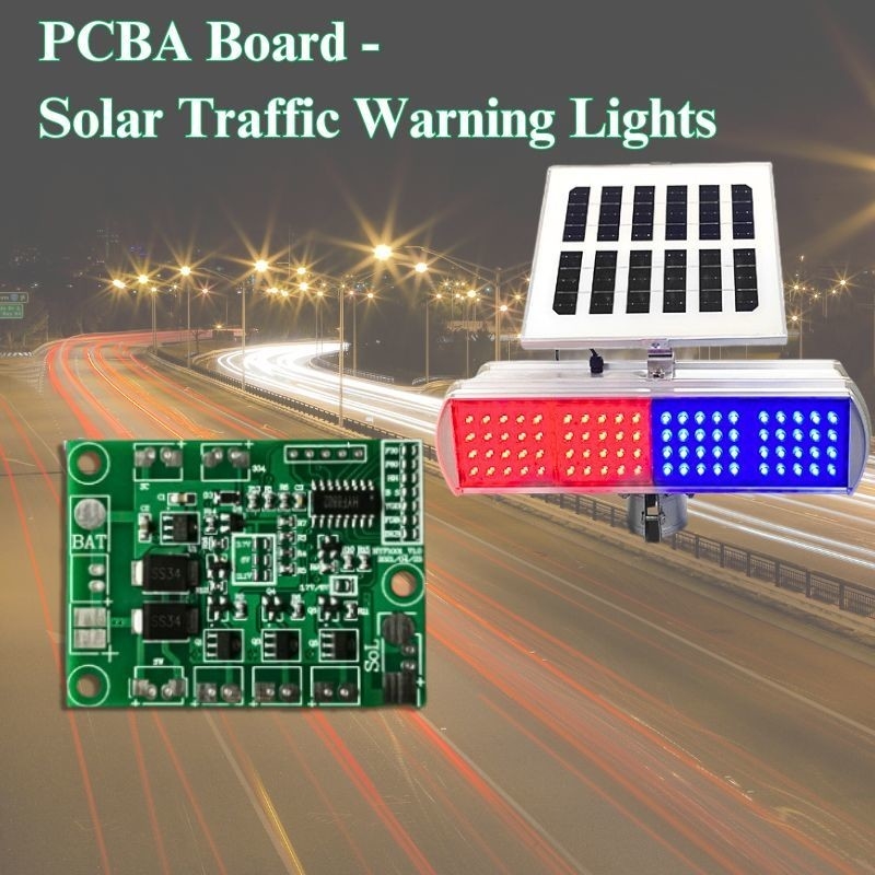 Polycarbonate LED Solar Traffic Yellow Flashing Light pcb pcba