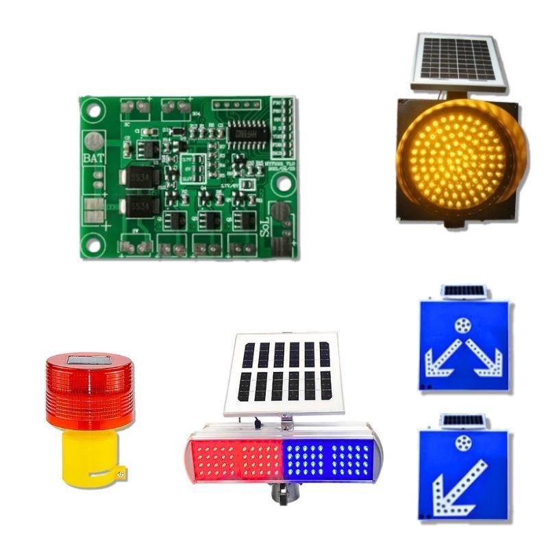Polycarbonate LED Solar Traffic Yellow Flashing Light pcb pcba