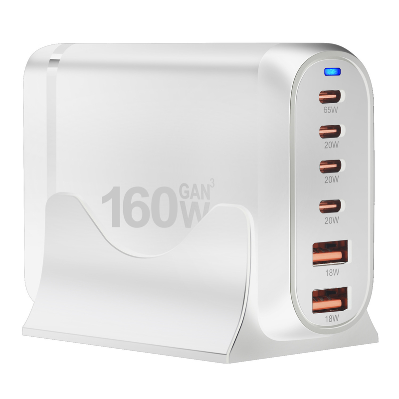 Gan 160w Pd Wall Charger Usb C PD Fast Charging 6 Ports Desktop Power Supply Adapter for Mobilephone and Samsung