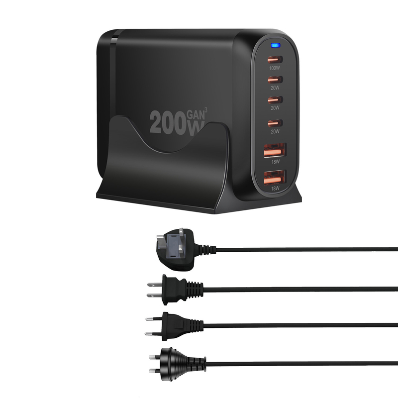 High Speed Wall Charger Fashion Fast Plug Port Multiple Uk Phone 200W Adapter Mobile Charger With Usb and Type C Charger