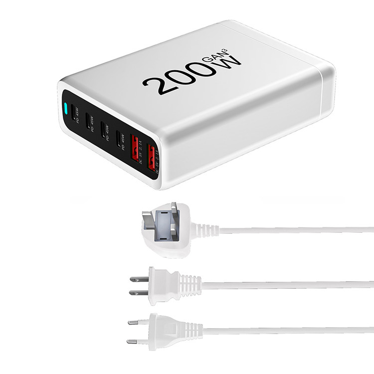 200W 4C2A Dual PD GAN 45W Wall Charger Type C PD Laptop Adapter USB-C Fast PPS Charger With Travel US/EU/UK/AU Plug CE FCC