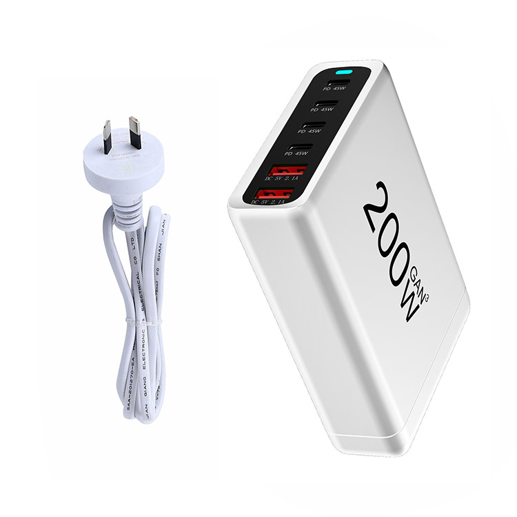 200W 4C2A Dual PD GAN 45W Wall Charger Type C PD Laptop Adapter USB-C Fast PPS Charger With Travel US/EU/UK/AU Plug CE FCC