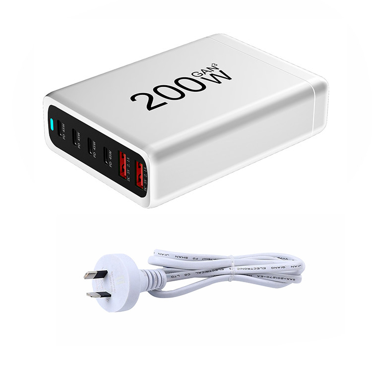 200W 4C2A Dual PD GAN 45W Wall Charger Type C PD Laptop Adapter USB-C Fast PPS Charger With Travel US/EU/UK/AU Plug CE FCC