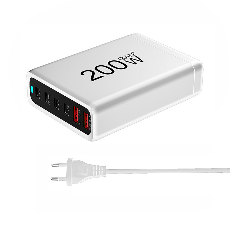 200W 4C2A Dual PD GAN 45W Wall Charger Type C PD Laptop Adapter USB-C Fast PPS Charger With Travel US/EU/UK/AU Plug CE FCC