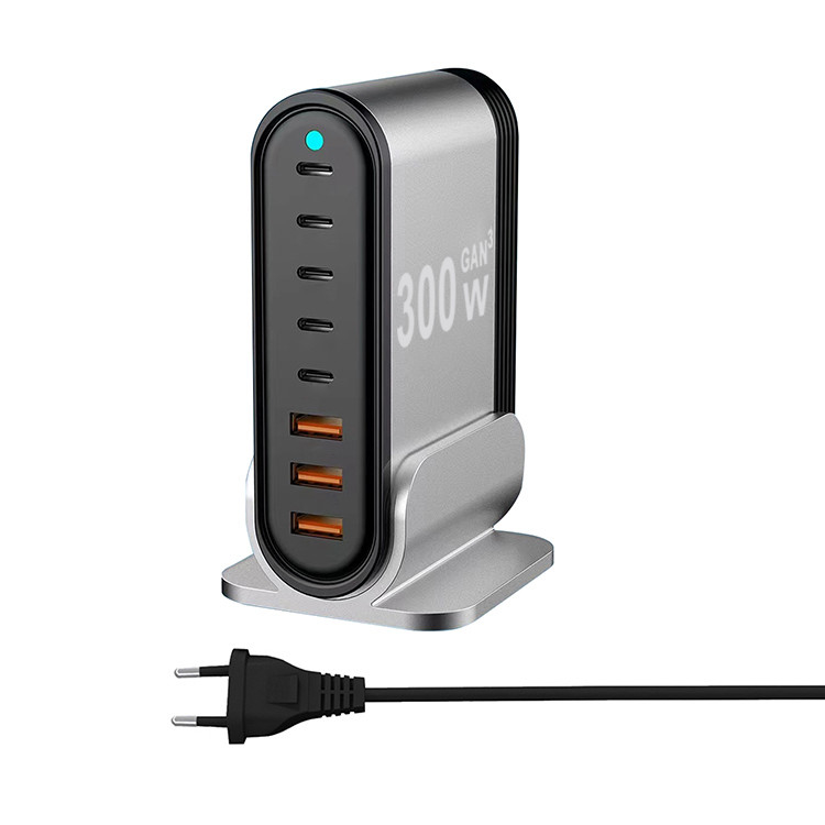 High-Power Universal Type-C USB Adapter Quick Charge Station 300W Aluminium Alloy Wall Charger Mobile Phones Tablets