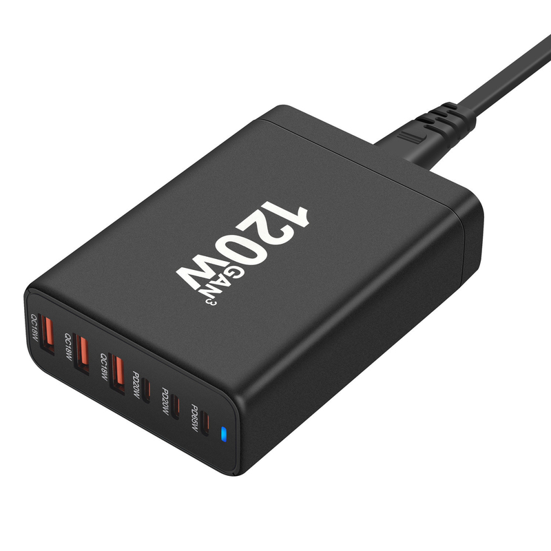 GaN 155W USB C Charging Station with Phone Fast Charger 6 Ports Type-C Power Adapter for Laptop Tablet iPad iPhone Samsung
