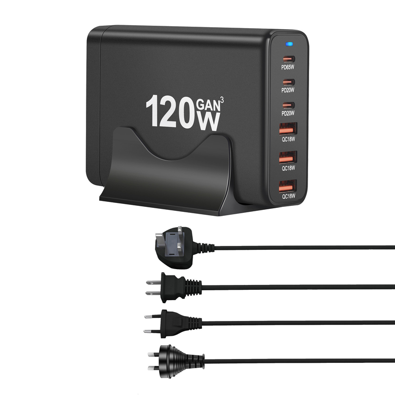 GaN 155W USB C Charging Station with Phone Fast Charger 6 Ports Type-C Power Adapter for Laptop Tablet iPad iPhone Samsung