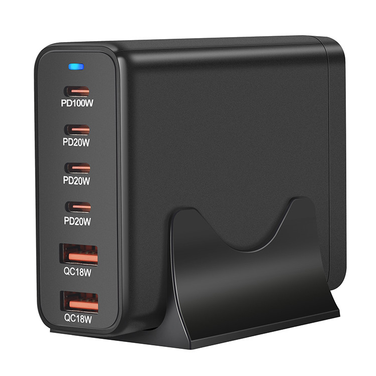 2024 PD100W USA UK AU EU Plug Charger Station Custom Logo Portable Multi-Port 200W Gan Wall Charger