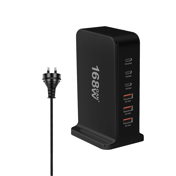 High Quality 168W Usb Type C Multi Ports Charger Station Plug Universal Charge 6 Devices Simultaneously Desktop Charger
