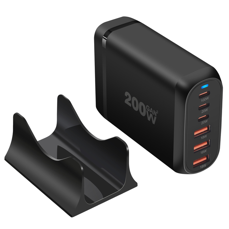 Professional Factory 200W 6 in 1 Smart Desktop Laptop Universal Type C Pd Fast Charging Station Gan Power Chargers Adapters