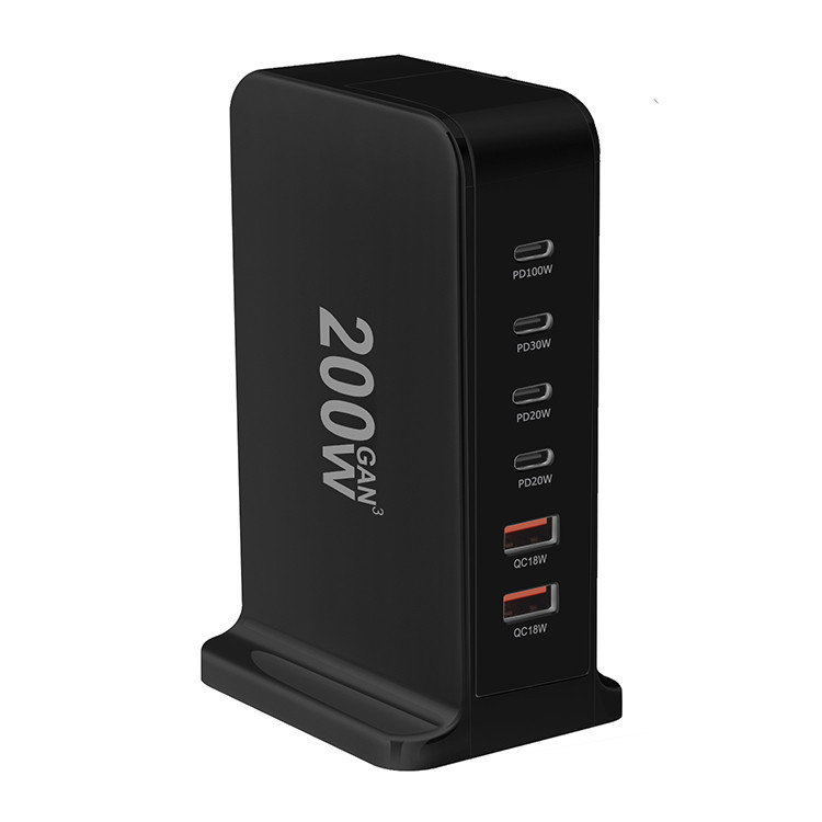 Hot Seller Product 2024 GaN Charger 200W USB C Wall Charger Station PD Fast Charging for iPhone Samsung Xiaomi for Macbook