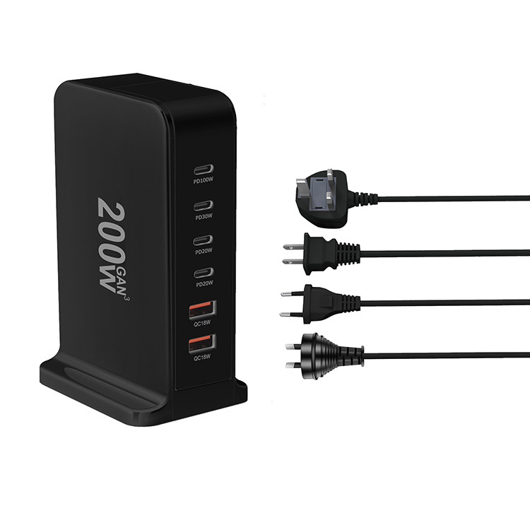 Hot Seller Product 2024 GaN Charger 200W USB C Wall Charger Station PD Fast Charging for iPhone Samsung Xiaomi for Macbook