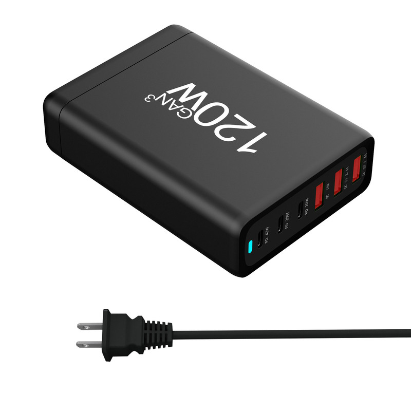120W USB C Charger 120W Multi-port USB Fast Charging Block Fast Wall Charger Adaptor USB Charging Station With Indicator Light