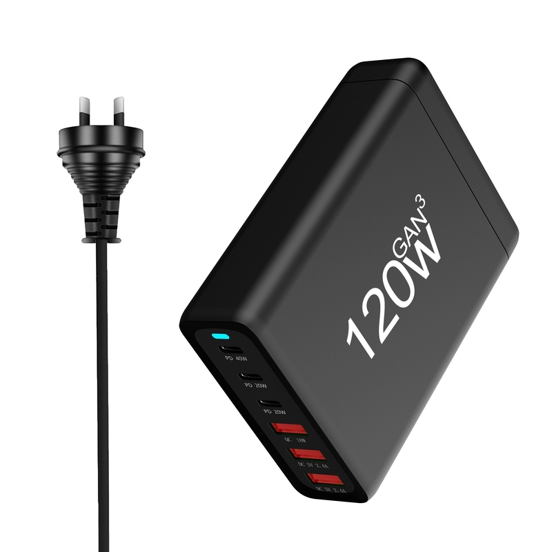 120W USB C Charger 120W Multi-port USB Fast Charging Block Fast Wall Charger Adaptor USB Charging Station With Indicator Light