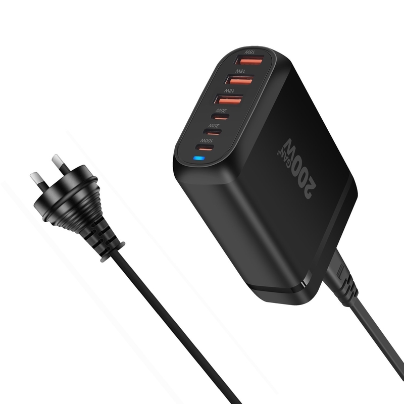 Wholesale 200W GaN Desktop Charger 6-Port USB Type C PD Fast Charge 3.0 QC3.0 ABS for Mobile & Laptop