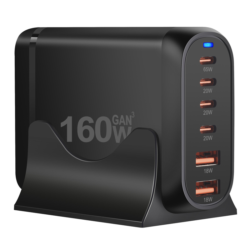 Hot Factory Multiport USB C PD Fast Charging Wall Charger 160W GaN 6 Port 4USB C 2 USB a for Samsung Mobile Phone