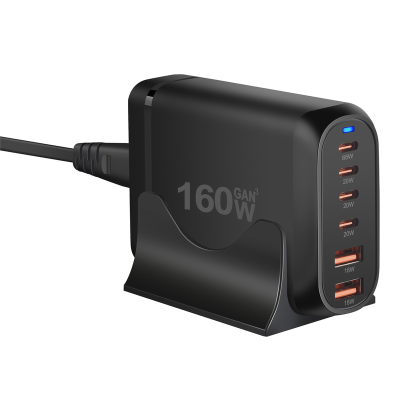 160W Gan Charger 6 Port Fast Charger Cargadores Para Celular for Macbook Cargador iphone Multiple Type C Charger Adapter