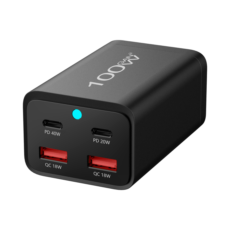 100W GaN Adapter Multifunction Tablet Desktop Charger Station 40W PD 18W QC3.0 4 Ports Fast Charger