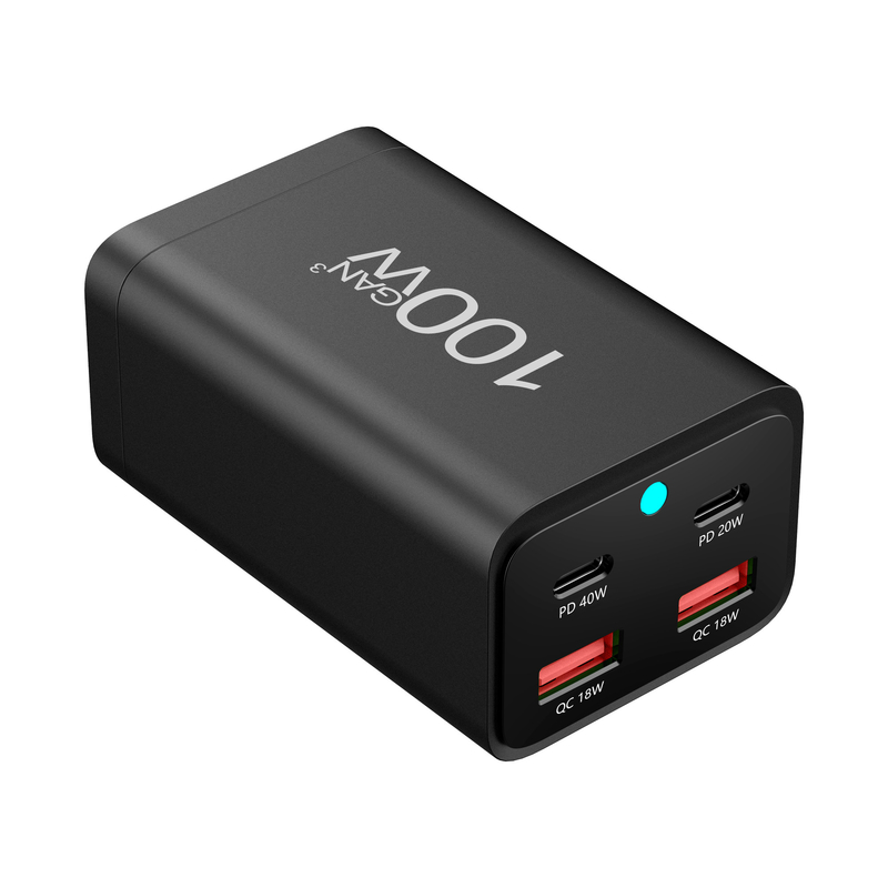 100W GaN Adapter Multifunction Tablet Desktop Charger Station 40W PD 18W QC3.0 4 Ports Fast Charger