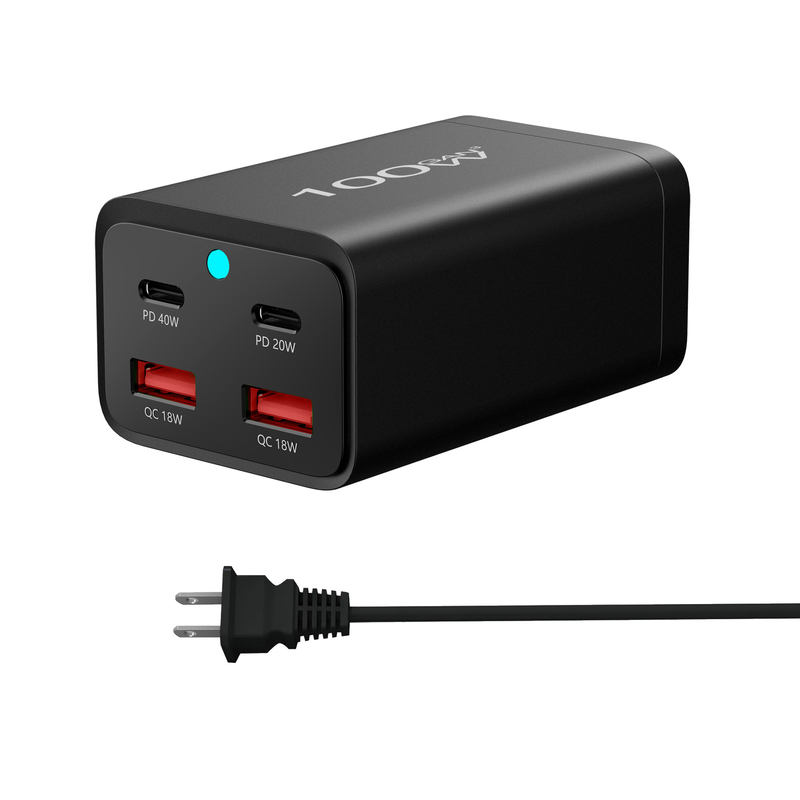 100W GaN Adapter Multifunction Tablet Desktop Charger Station 40W PD 18W QC3.0 4 Ports Fast Charger