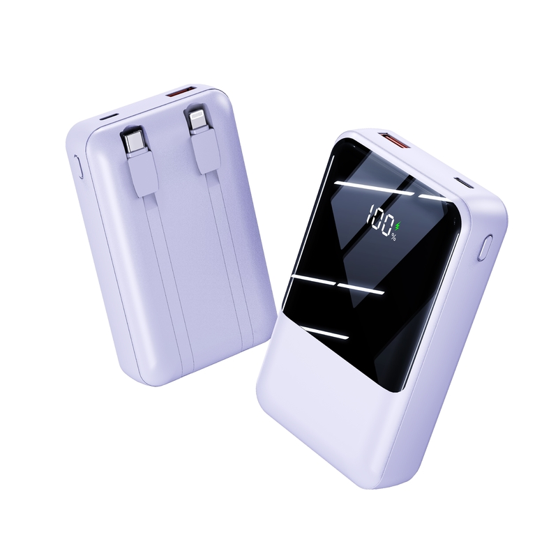 2024 Hot Sale Mini Power Bank 20000mAh 35W Super Fast Charging Power Banks With LED Display Built in Double-Cable Power Bank