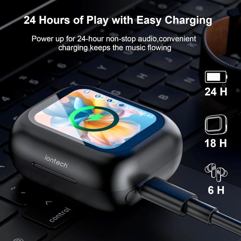 2025 5.4 ANC Headphones With Touch Screen,Call ENC Noise Cancelling Dual Mic, In-Ear Earphones for Android/iOS Wireless Earbuds