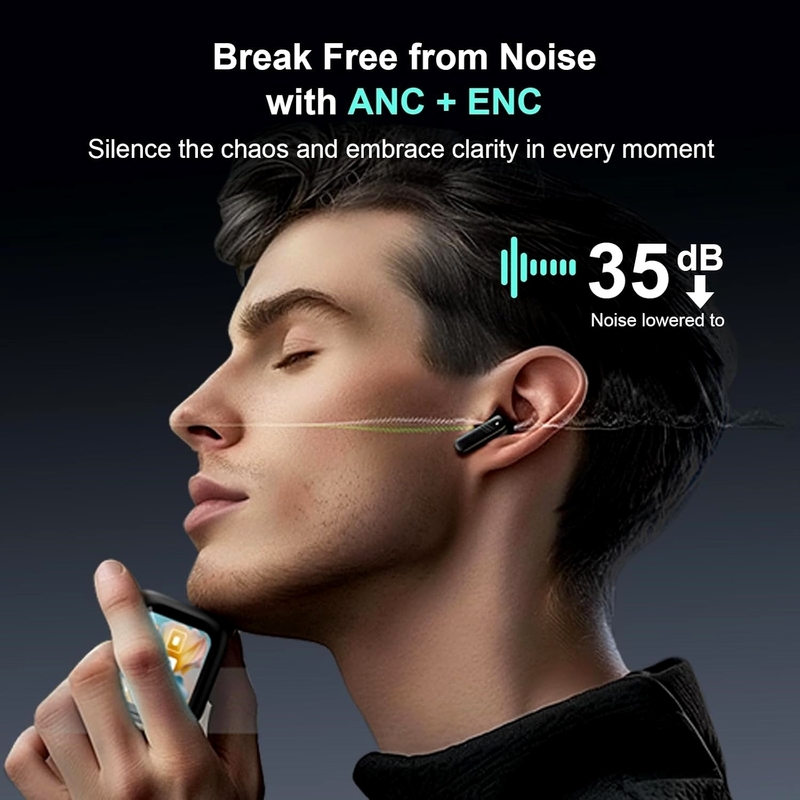2025 5.4 ANC Headphones With Touch Screen,Call ENC Noise Cancelling Dual Mic, In-Ear Earphones for Android/iOS Wireless Earbuds