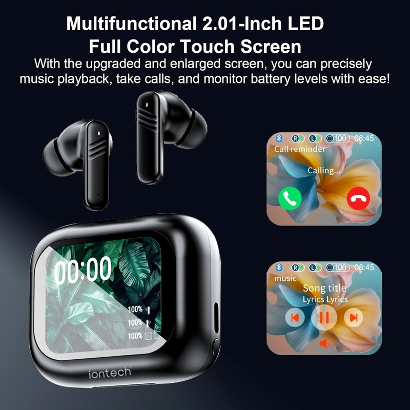 2025 5.4 ANC Headphones With Touch Screen,Call ENC Noise Cancelling Dual Mic, In-Ear Earphones for Android/iOS Wireless Earbuds