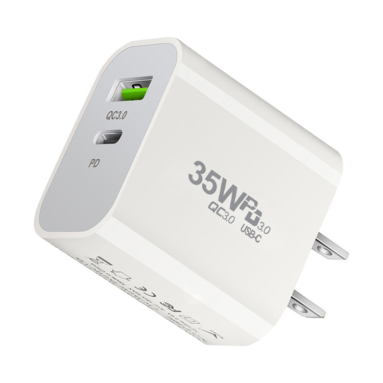 2024 Wholesale Adapter GaN PD 3.0 35W Fast Charger USB TYPE C EU US Foldable Wall Chargers Adapters for iphone 15 Samsung