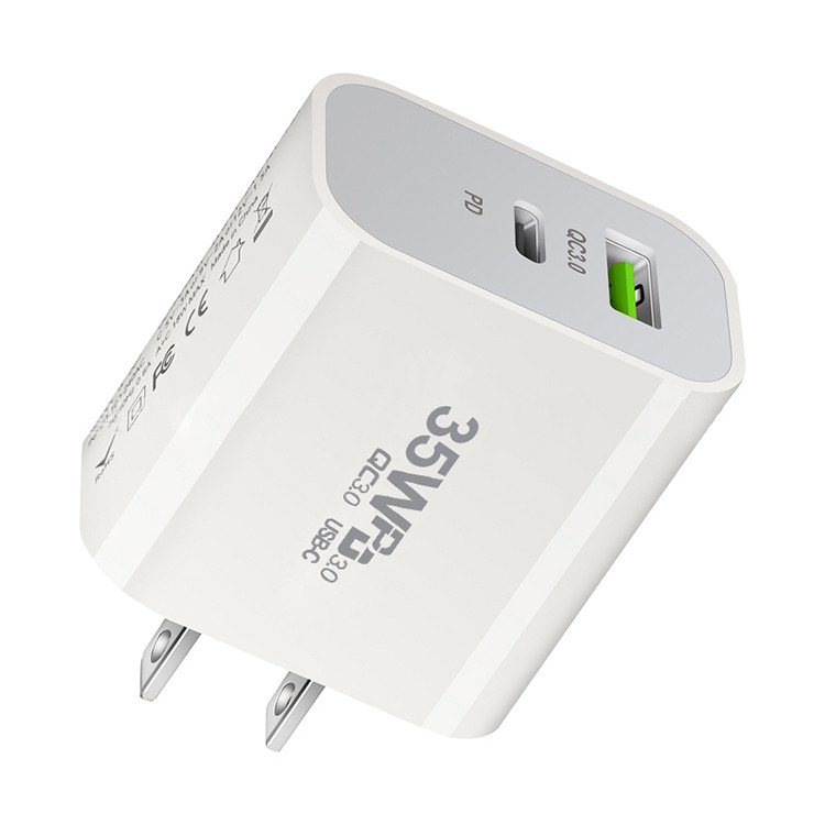 2024 Wholesale Adapter GaN PD 3.0 35W Fast Charger USB TYPE C EU US Foldable Wall Chargers Adapters for iphone 15 Samsung