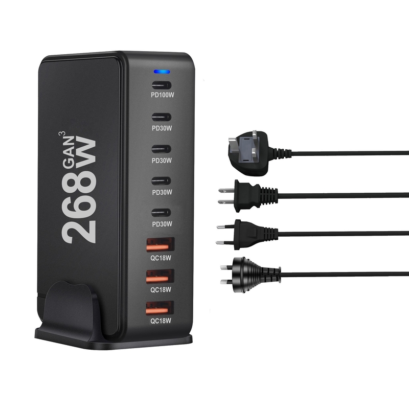 Us Eu Uk Au Adapters Multi-port 168w Gan Desktop Charger Phone Pd Charger Universal Usb Fast Charging Station
