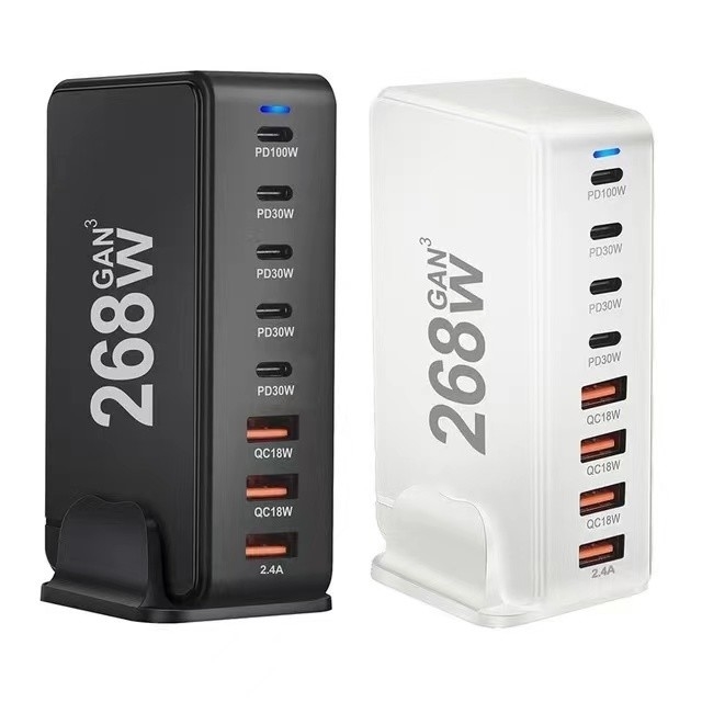 Us Eu Uk Au Adapters Multi-port 168w Gan Desktop Charger Phone Pd Charger Universal Usb Fast Charging Station