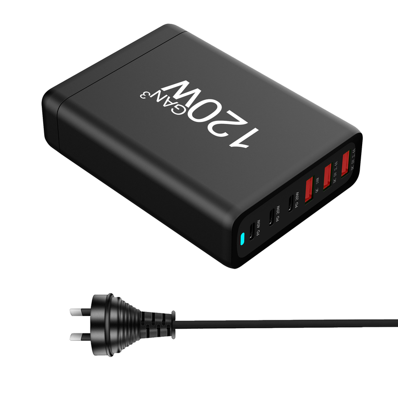 XZH GaN 120W Desktop Charger Quick Charge QC 15W PD USB-C Type C USB Fast Charging Wall Charger for Smart Phone