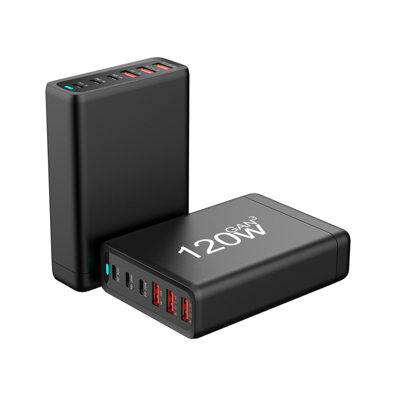 XZH GaN 120W Desktop Charger Quick Charge QC 15W PD USB-C Type C USB Fast Charging Wall Charger for Smart Phone