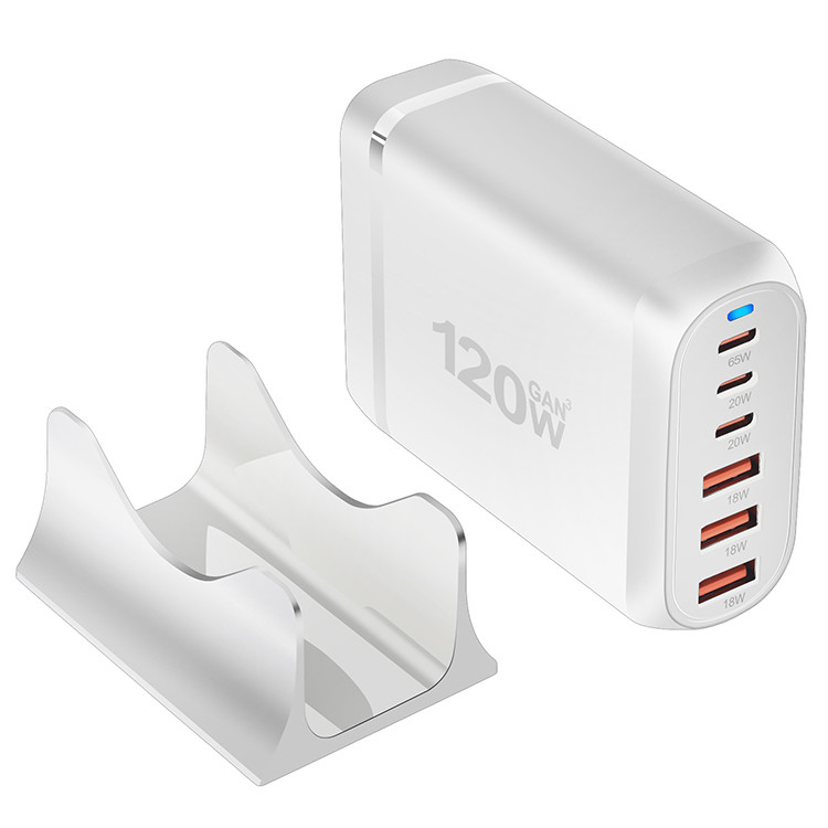 120W Fast Wall Charger Block Plug 5 Ports USB Charging Station Power Strip Adapter 3PD Type C and 2 USB a Mobile Phone Chargers