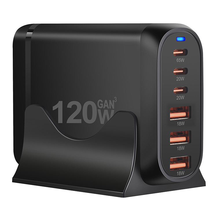 120W GaN Multi-ports USB Type C Fast Charger Multiple Ports PD Desktop Fast Charger Mobile Phone Charger Adapter