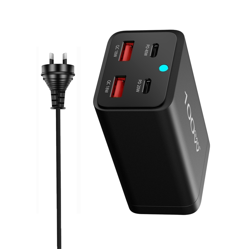 Gan 4 Port Usb Type C Fast Travel Adapter Wall Charger 100W PD 40W QC 18W Mobile Phone Black White PC Fireproof Material