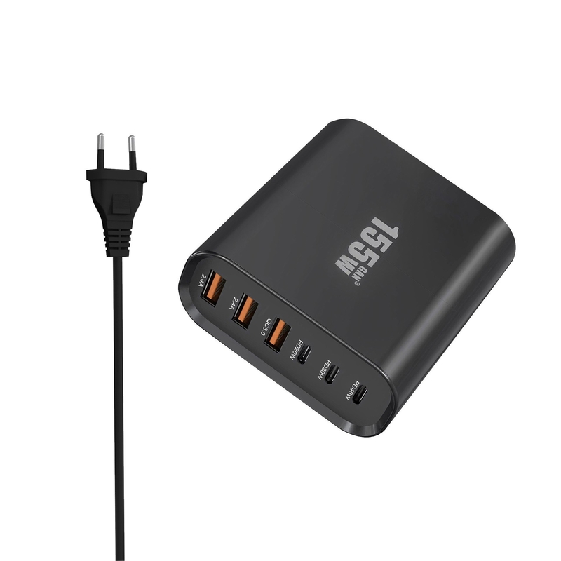 155W 6 Ports GaN USB C Charger PD 155W GaN Type C Fast Wall Charger for NoteBook Pro Laptop and Mobile Phone