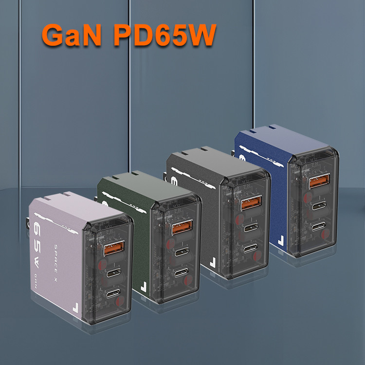 Factory Silkscreen Gan 65w Power Adapter Eu Us Plug 3 Ports Qc 3.0 Type-c Pd Mobile Phone Travel Chargers 65w Gan Charger