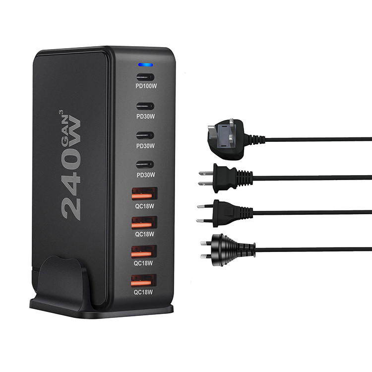 Universal Compatibility 8 Port Usb C Pd Qc 240w Fast Desk Charger With Quick Charger Docking Station