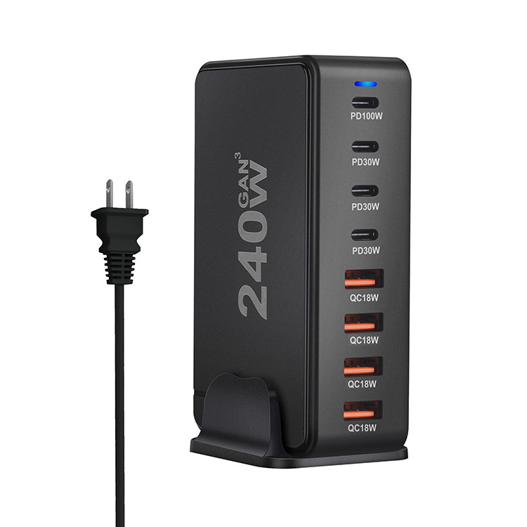 Universal Compatibility 8 Port Usb C Pd Qc 240w Fast Desk Charger With Quick Charger Docking Station