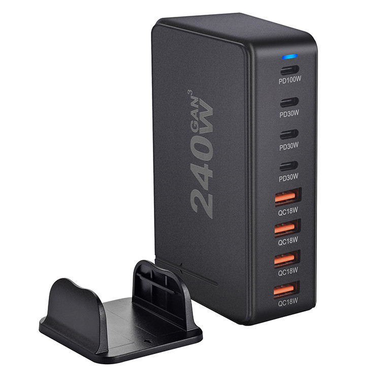 Universal Compatibility 8 Port Usb C Pd Qc 240w Fast Desk Charger With Quick Charger Docking Station