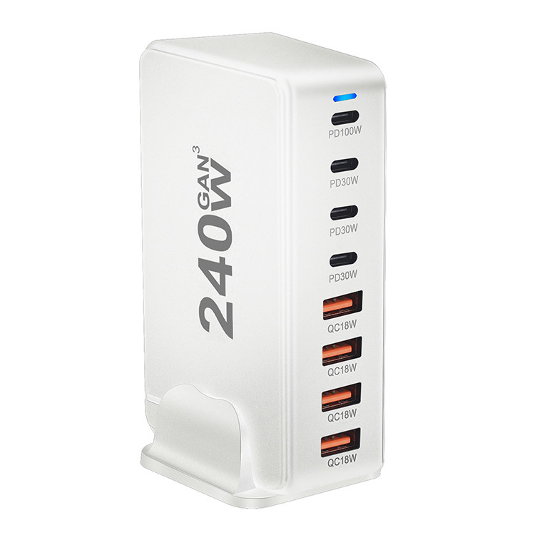 Universal Compatibility 8 Port Usb C Pd Qc 240w Fast Desk Charger With Quick Charger Docking Station