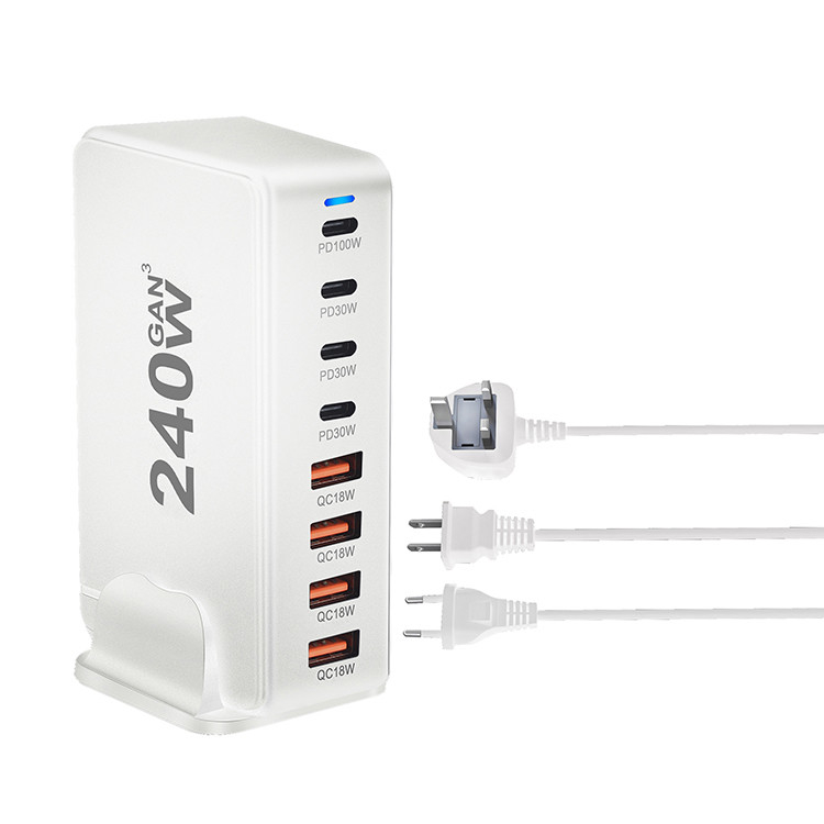 XZH Brand New 240w 268watt Desktop Adapter Usbc 8port Multifunction Pd Gan Charger Case